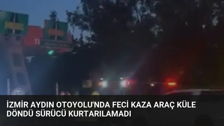 İzmir Aydın Otoyolu’nda Feci Kaza Araç Küle Döndü Sürücü Kurtarılamadı