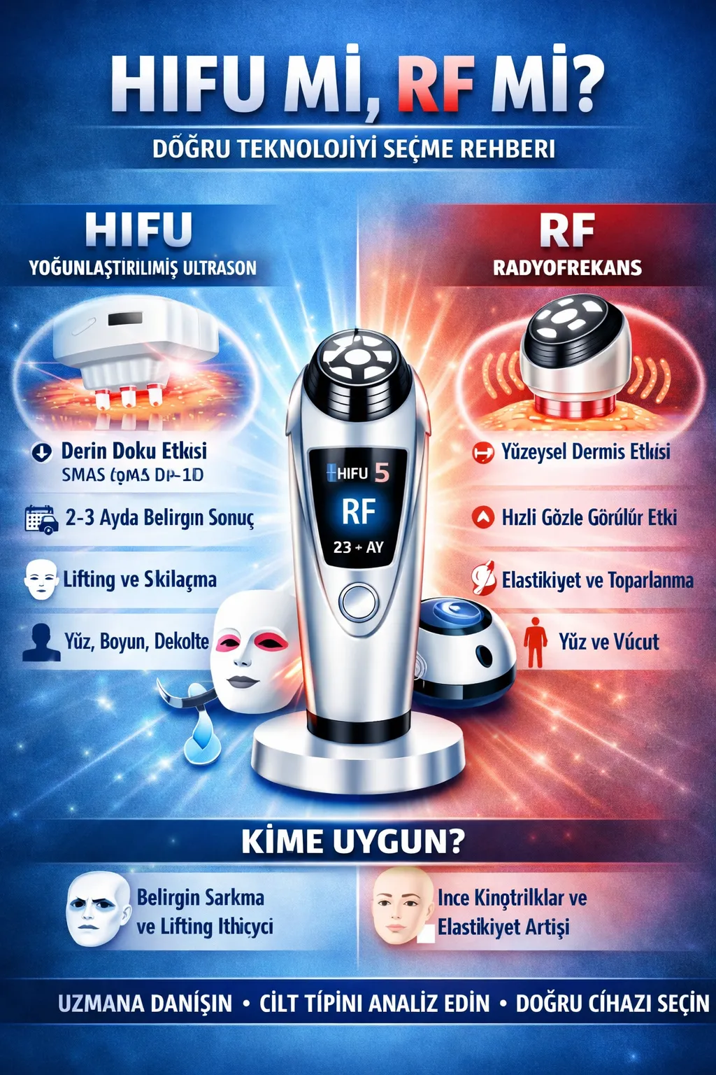 HIFU mu Radyofrekans RF mi? Farkları, Avantajları ve Doğru Teknolojiyi Seçme Rehberi