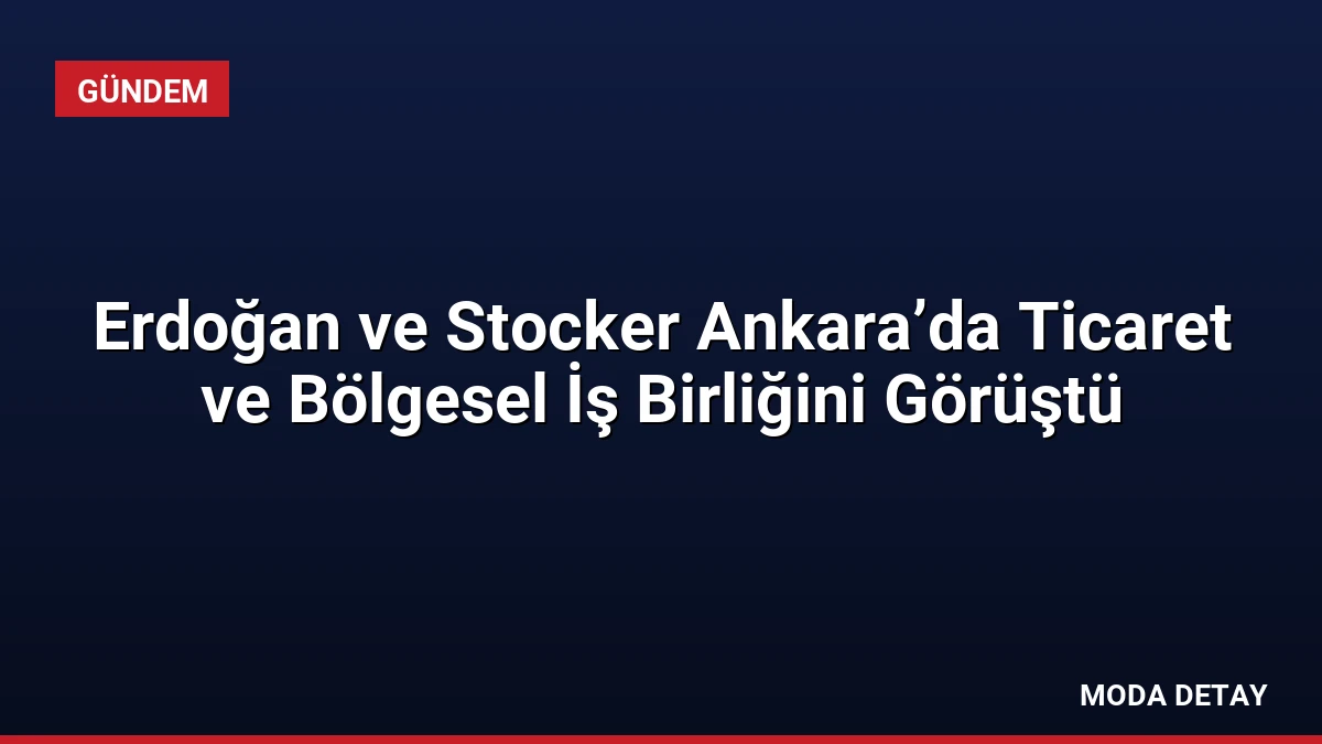 Erdoğan ve Stocker Ankara’da Ticaret ve Bölgesel İş Birliğini Görüştü