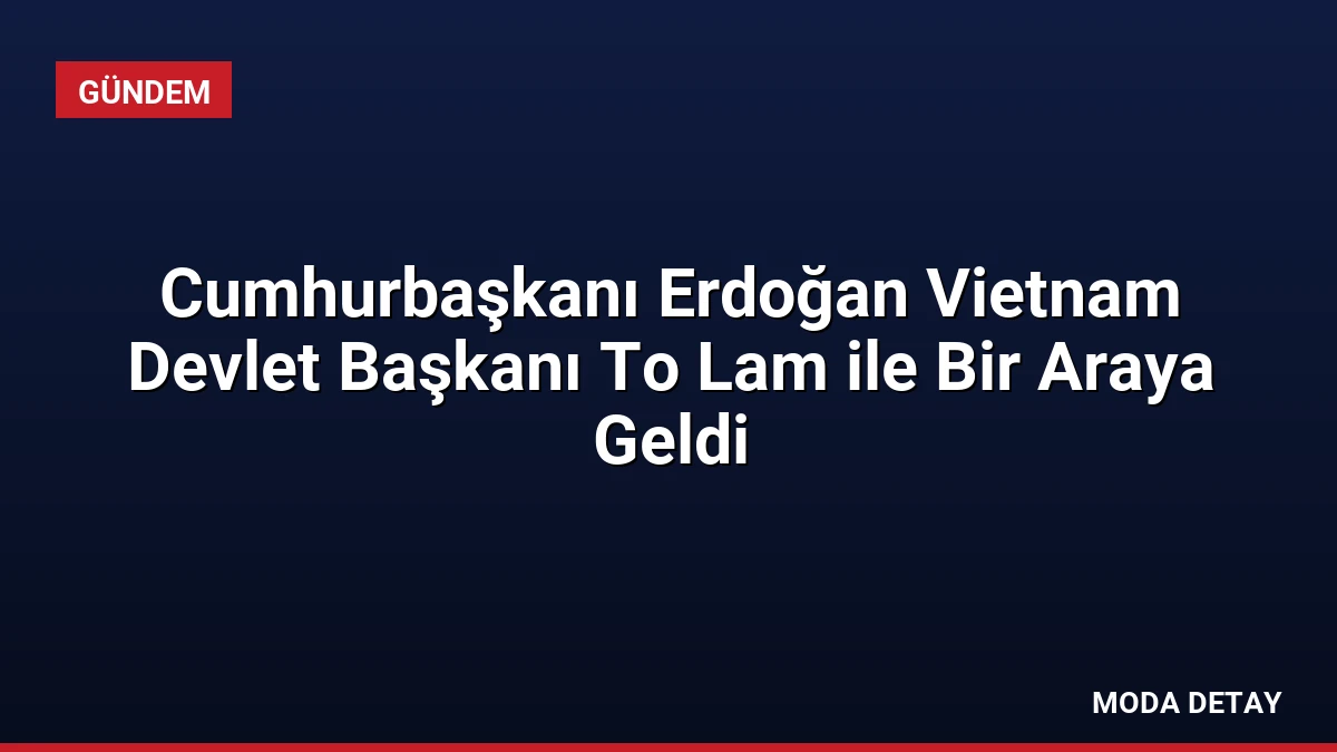Cumhurbaşkanı Erdoğan Vietnam Devlet Başkanı To Lam ile Bir Araya Geldi