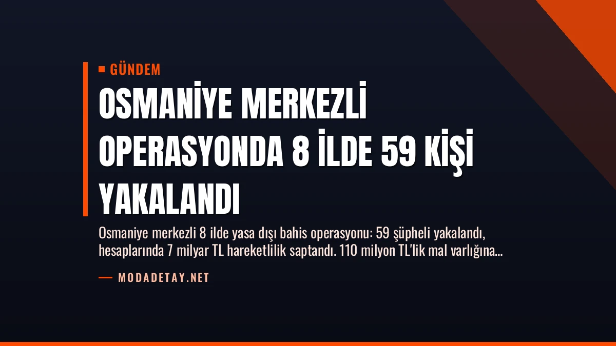 Osmaniye Merkezli Operasyonda 8 İlde 59 Kişi Yakalandı